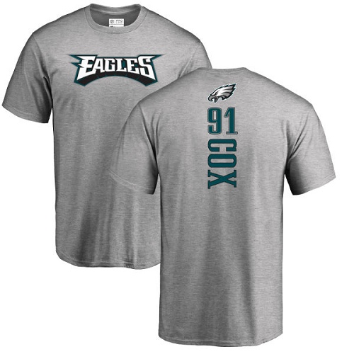 Men Philadelphia Eagles #91 Fletcher Cox Ash Backer NFL T Shirt